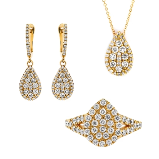 סט טיפה משובץ 2.00 קראט יהלומים טבעיים