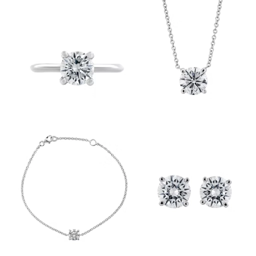 סט סוליטר קלאסי משבוץ יהלומי מעבדה לבחירה